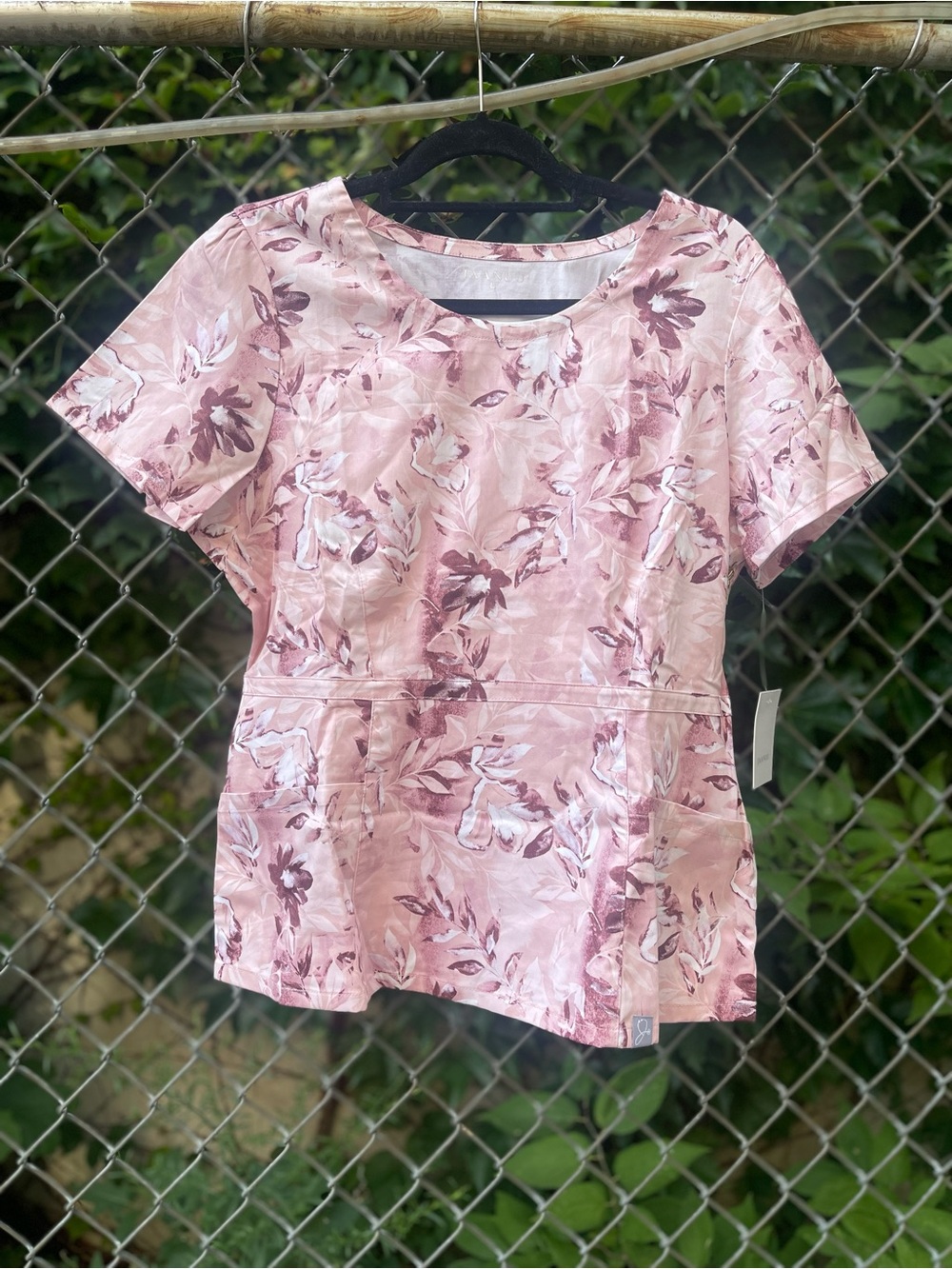 Jaanuu Pink Floral Short-Sleeve Tunic Top